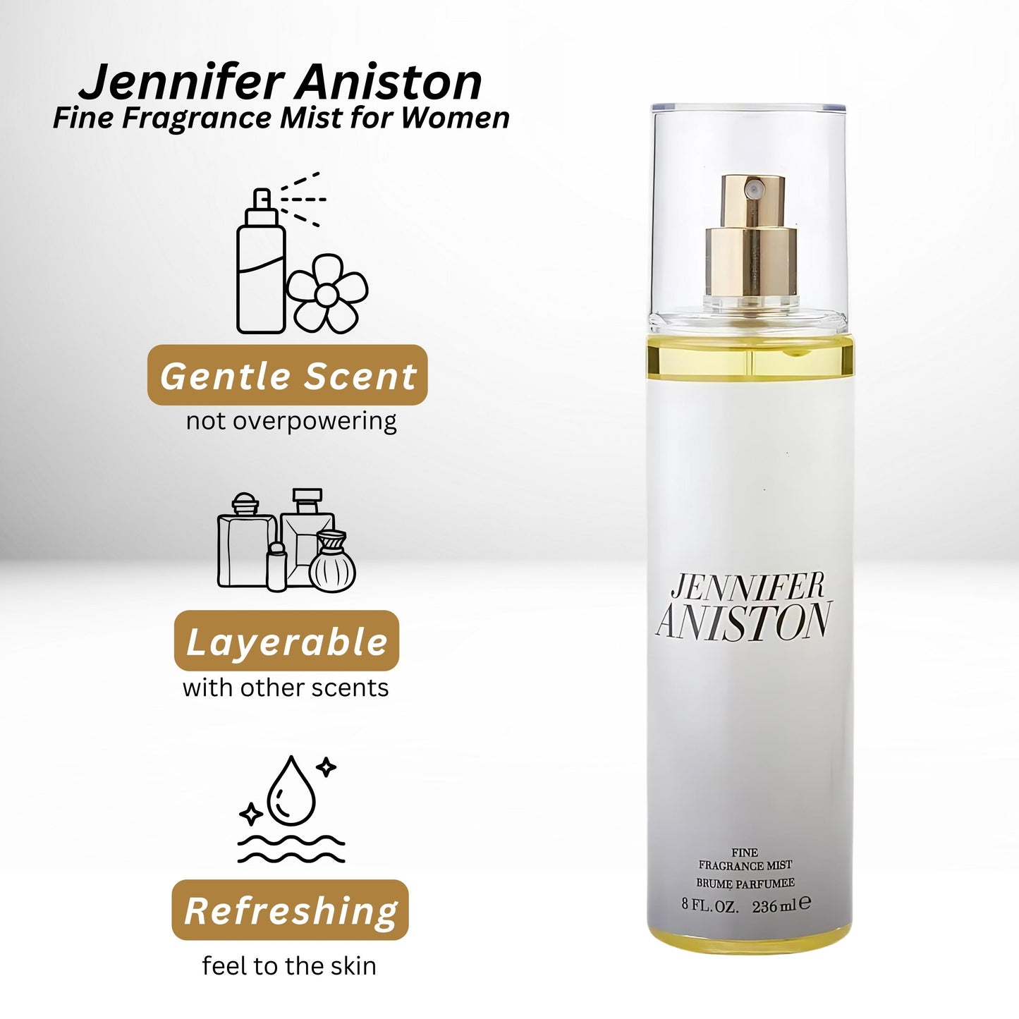 Jennifer Aniston Fine Fragrance Mist for Women, 8 Ounce