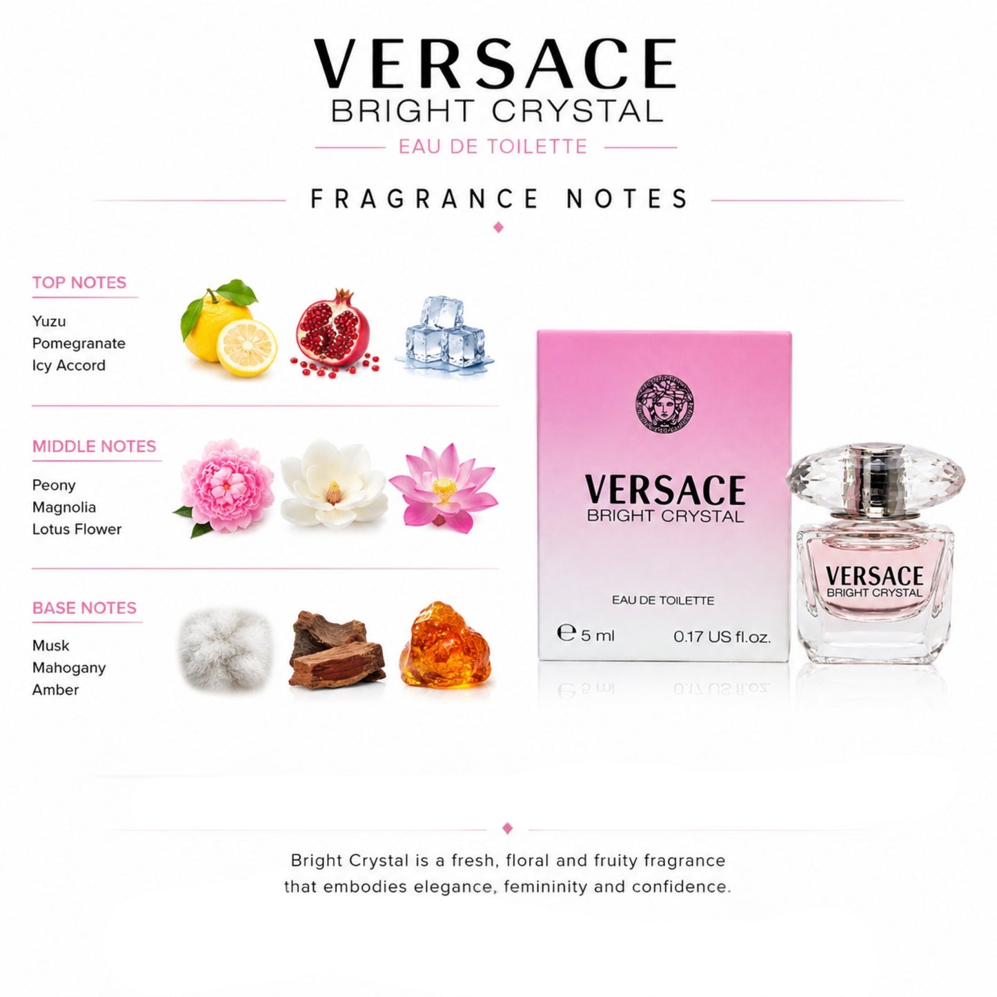 Versace Bright Crystal By Gianni Versace For Women. Eau De Toilette 0.17 Fl Oz Mini