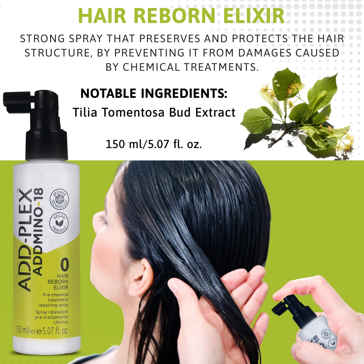 ADDMINO 18 Professional Hair Repair Treatment Kit – Shampoo, Mask, Leave-In Conditioner & Hair Elixir System