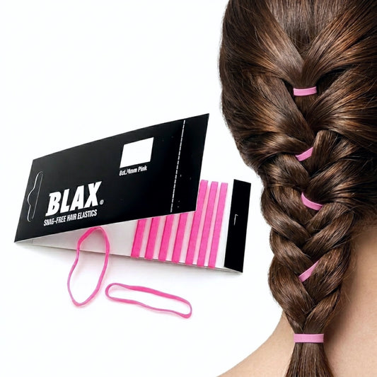 >Blax Pink Hair Elastics – 4mm Snag-Free Seamless Hair Ties (8 Count