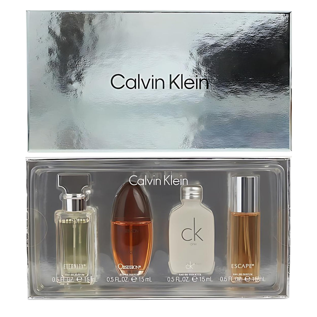Calvin Klein Mini Perfume Gift Set – 4 Piece EDP & EDT Collection (0.5 oz / 15 ml Each)