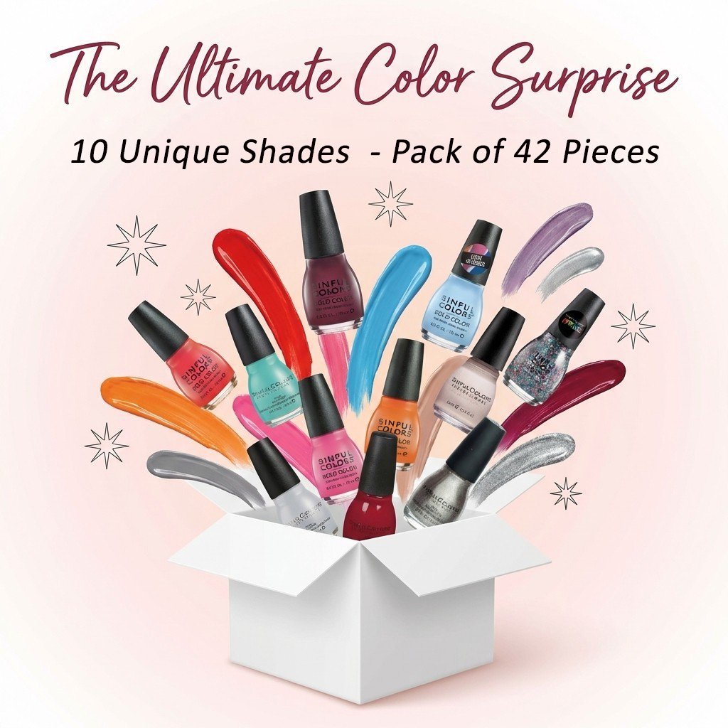 Sinful Nail Polish Gift Set 42 Pieces 10 Assorted Colors Manicure Collection