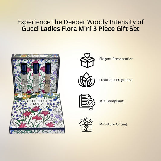 Gucci Flora Perfume Gift Set for Women Mini Fragrance Travel Spray Gift Sampler, EDP Luxury Fragrance Vials (3 x 0.05 fl oz)