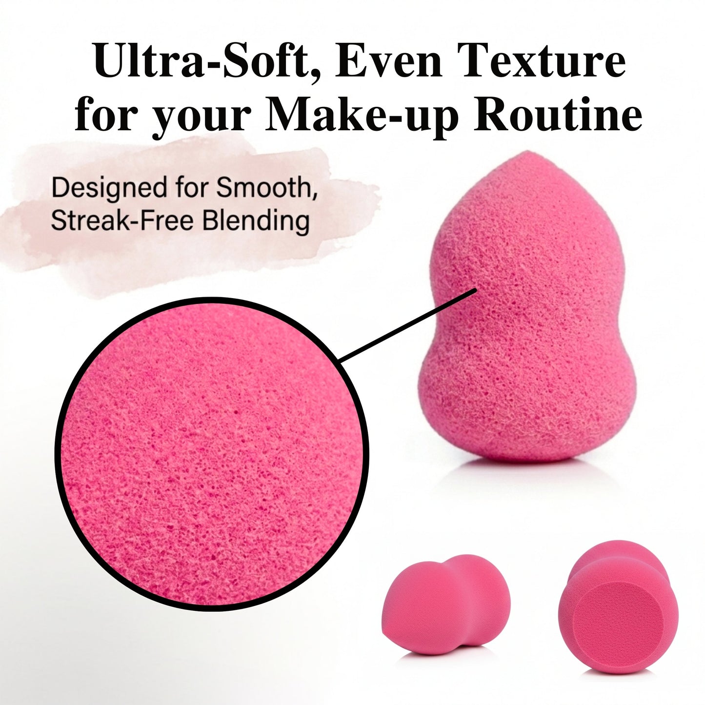 Makeup Blending Sponge by Fantasea Cosmetic, 2 Piece Pink