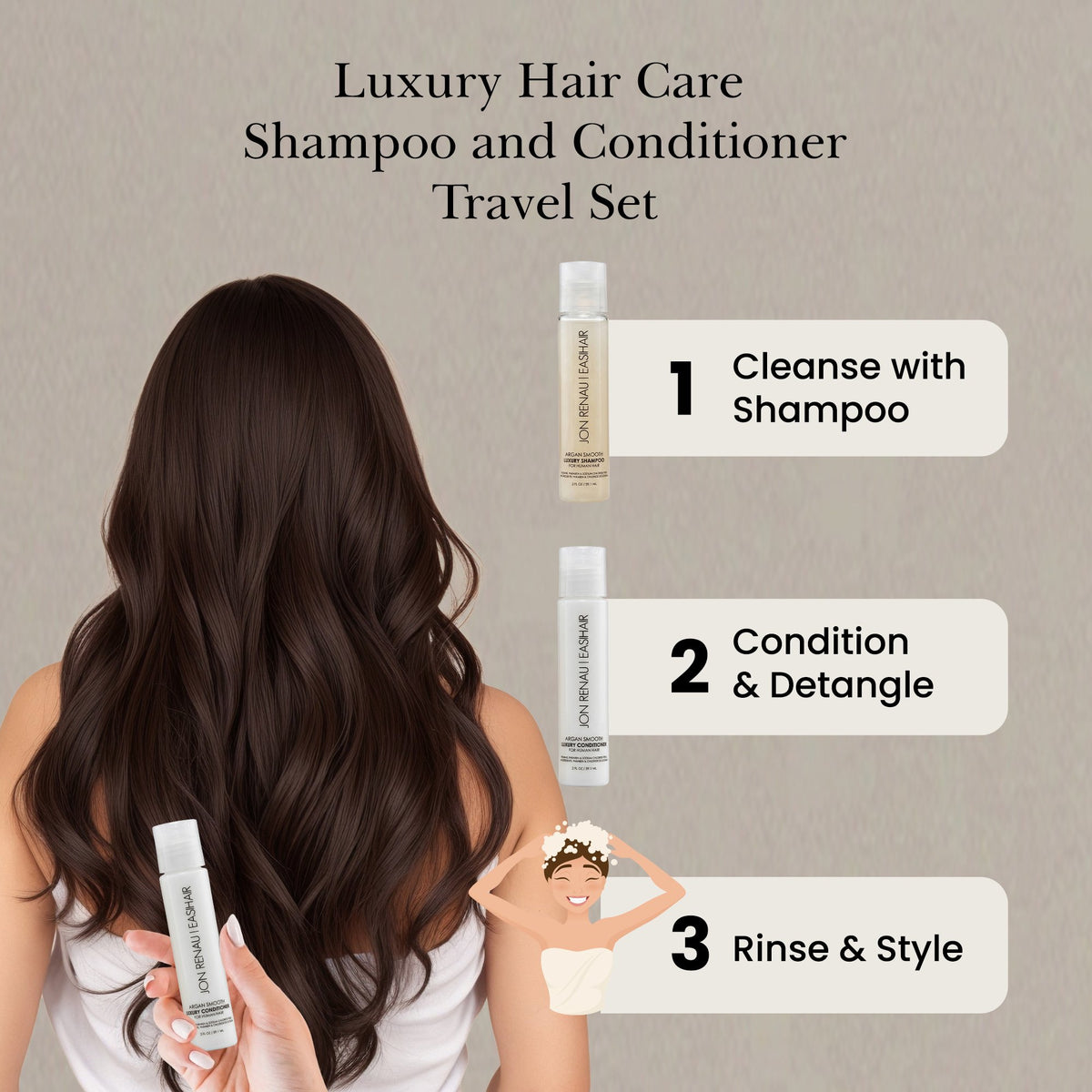 Jon Renau Argan Smooth Luxury Shampoo & Conditioner 2oz set