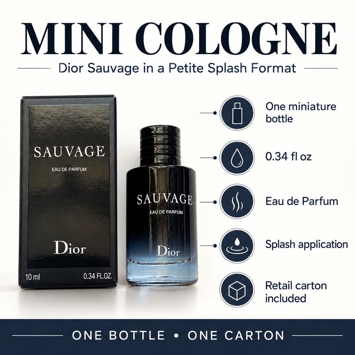 Dior Sauvage Perfume for Men Mini EDP Travel Splash 0.34 ounce