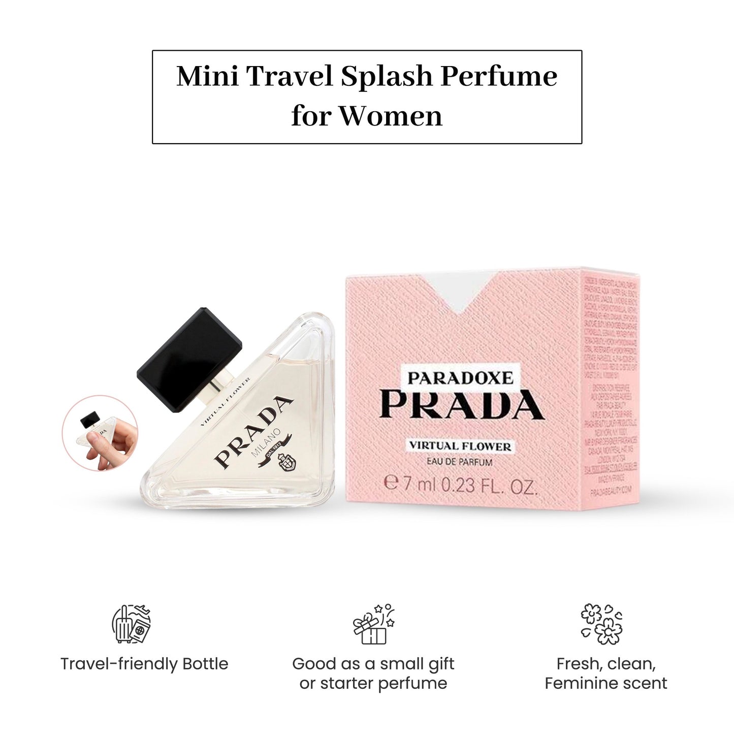 Prada Paradoxe Virtual Flower Perfume for Wome Mini Splash EDP 0.23 Fl Oz