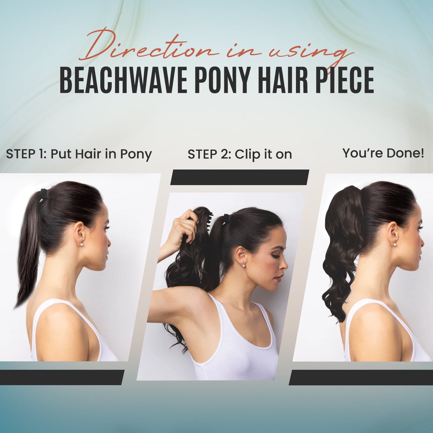Rene of Paris Beachwave Ponytail Hair Extension – Medium Brown Synthetic Clip-In