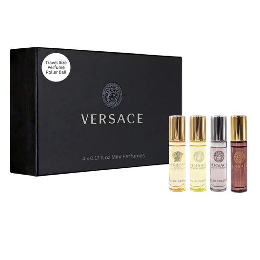 Versace Perfume for Women Variety Mini EDT Rollerball 4-Piece Gift Set – 0.17 Ounce Each