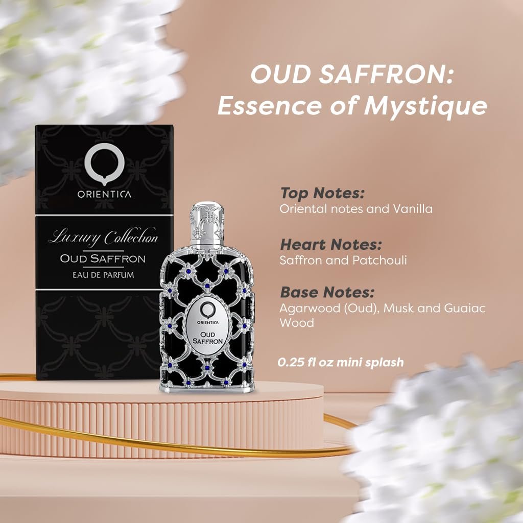 Orientica Luxury Collection 5 Piece Eau de Parfum Miniature Discovery Set for Unisex (Amber+Bleu+Velvet+Saffron+Rougue) 5x7.5ml