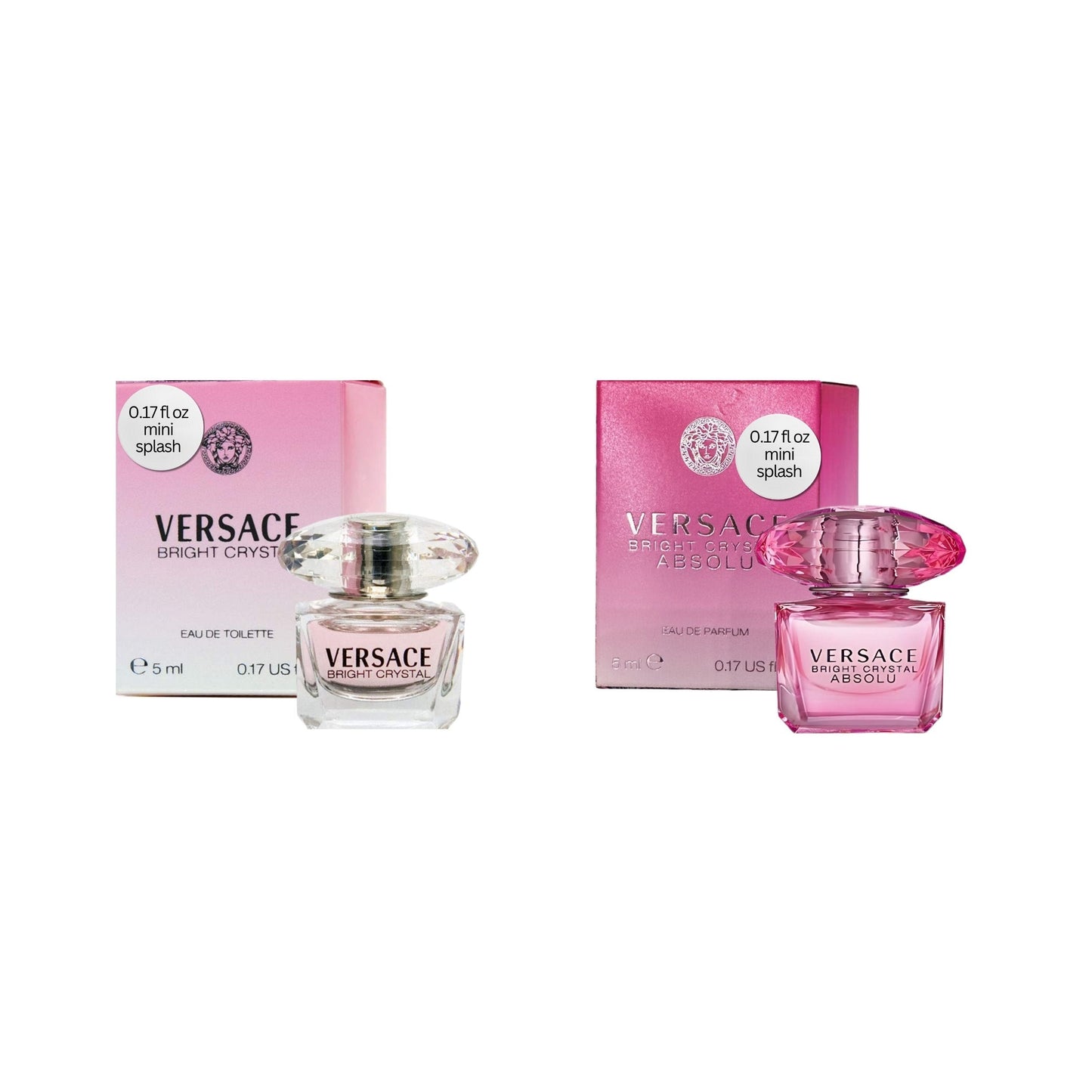 Versace Bright Crystal Mini Perfume Set – Bright Crystal EDT & Bright Crystal Absolu EDP (0.17 oz Each)
