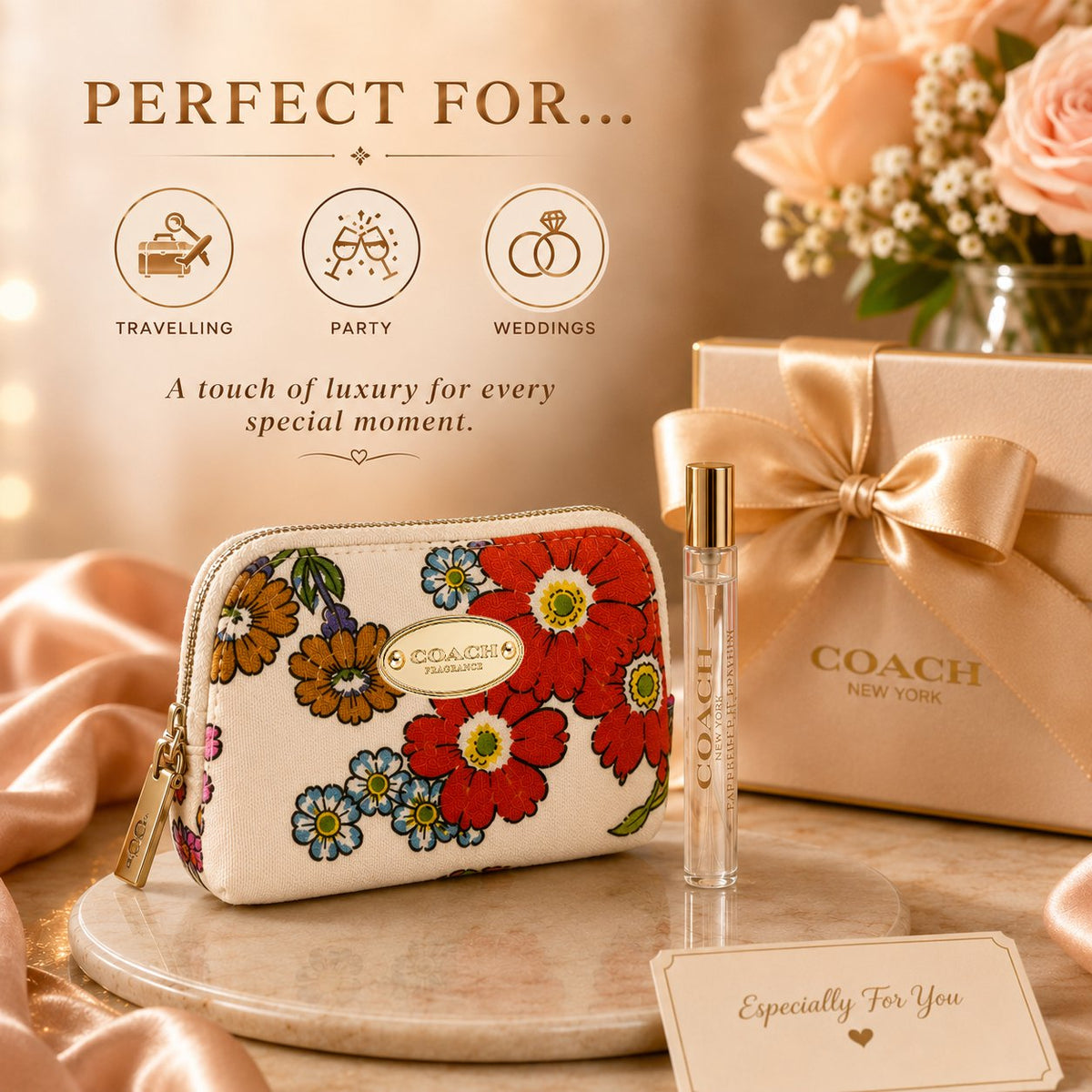 Coach Eau de Parfum for Women – Mini Travel Spray with Pouch (7.5 ml)
