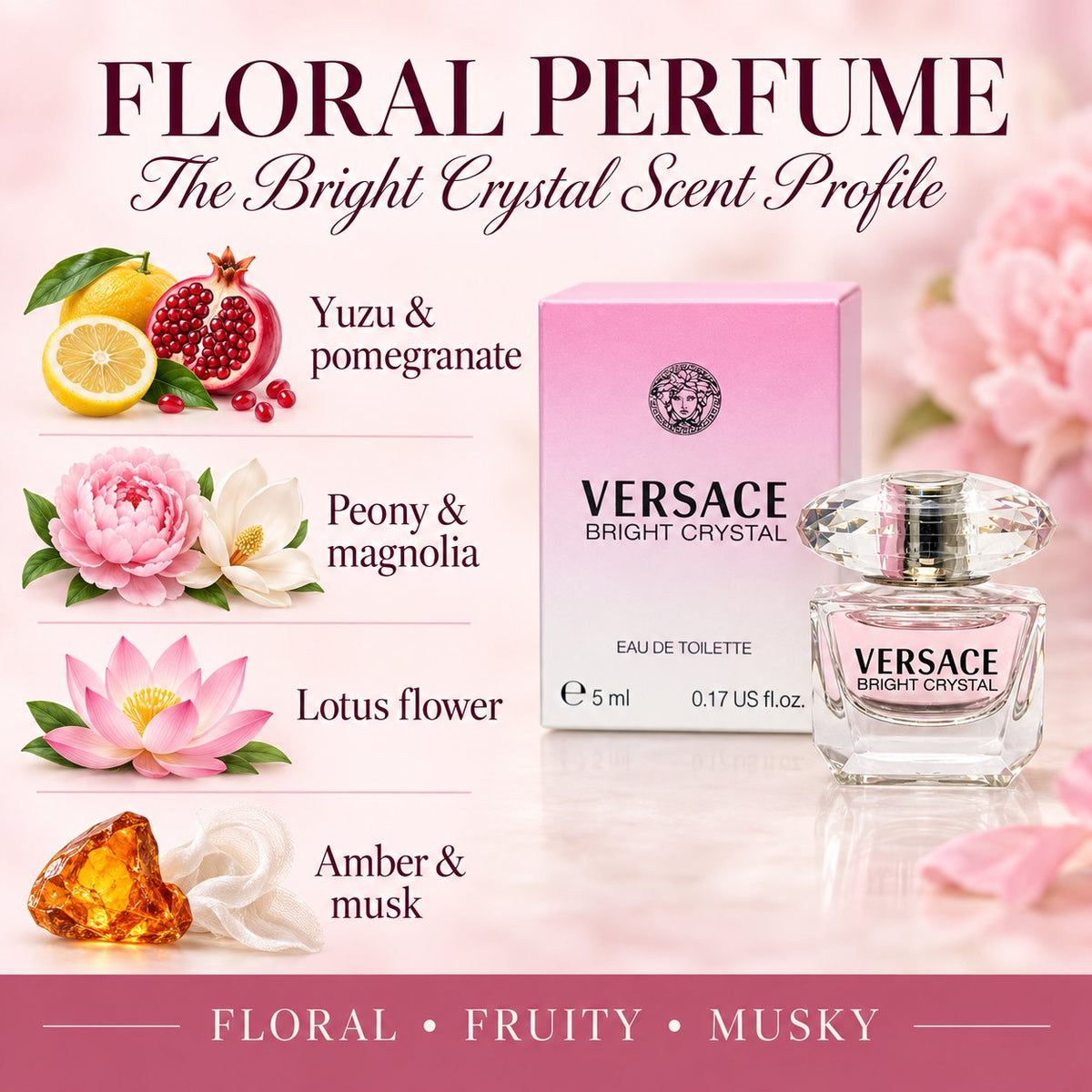 Versace Bright Crystal By Gianni Versace For Women. Eau De Toilette 0.17 Fl Oz Mini