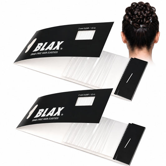 Blax Clear Hair Elastics – 2mm Snag-Free Transparent Hair Ties (12 Count, 2 Pack | 24 Total)