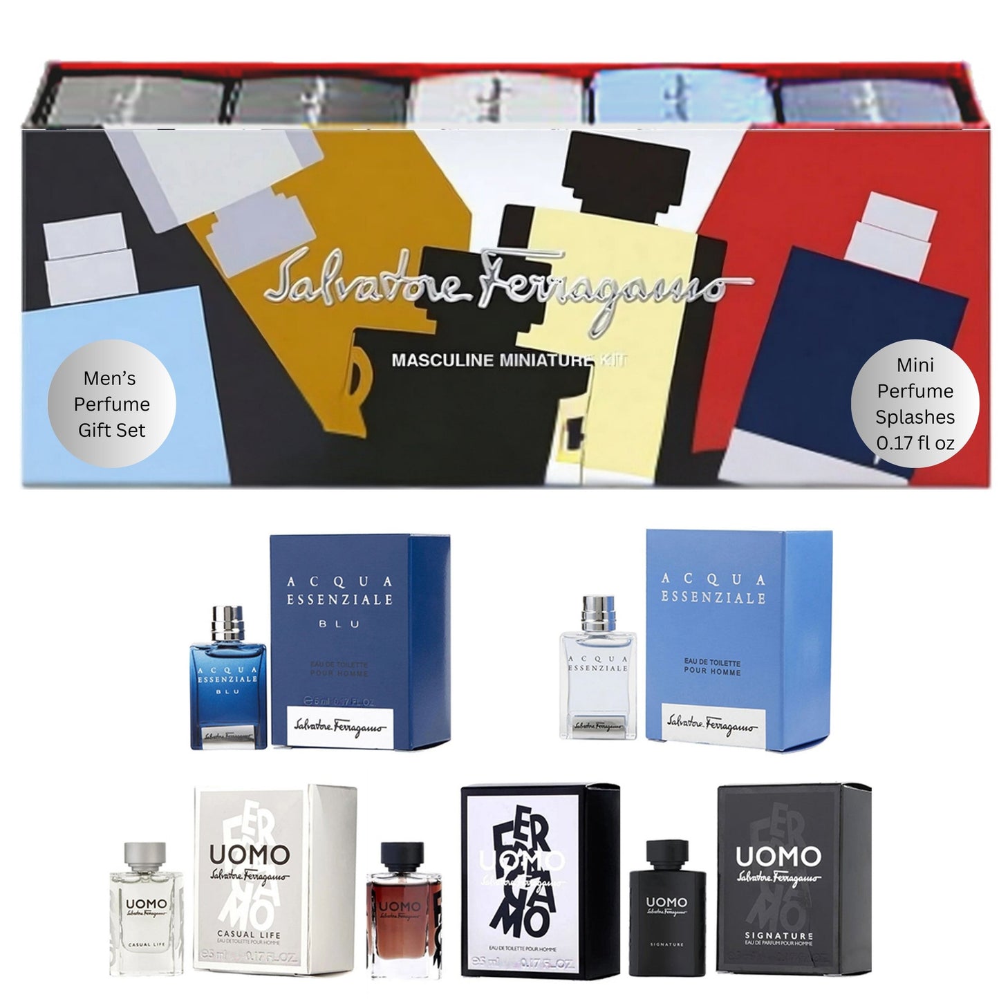 Salvatore Ferragamo Mens Cologne Gift Set 0.17 Oz