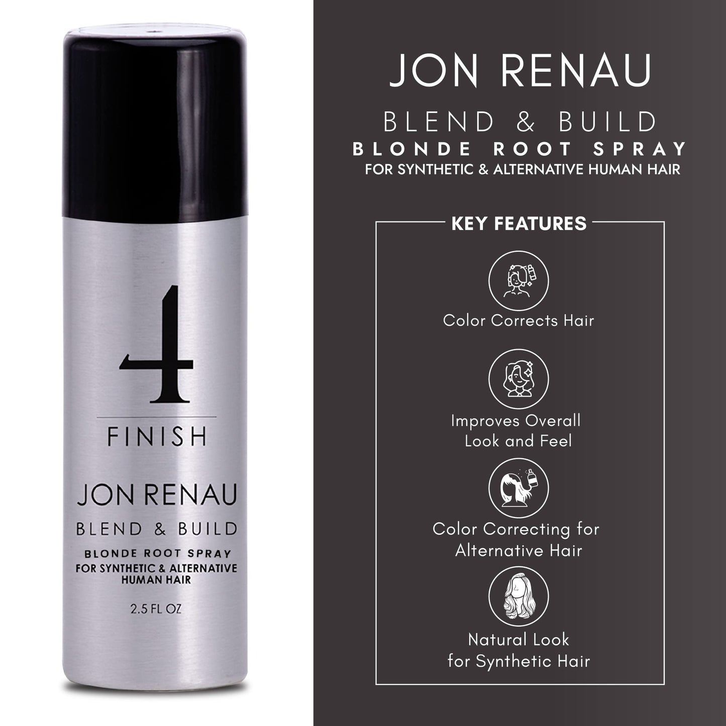 Jon Renau Blend and Build Root Touch Up - Root Spray for Human Hair, Wigs and Toppers - Blonde - 2.5 fl. oz. Also for Synthetic Wig and Extensions
