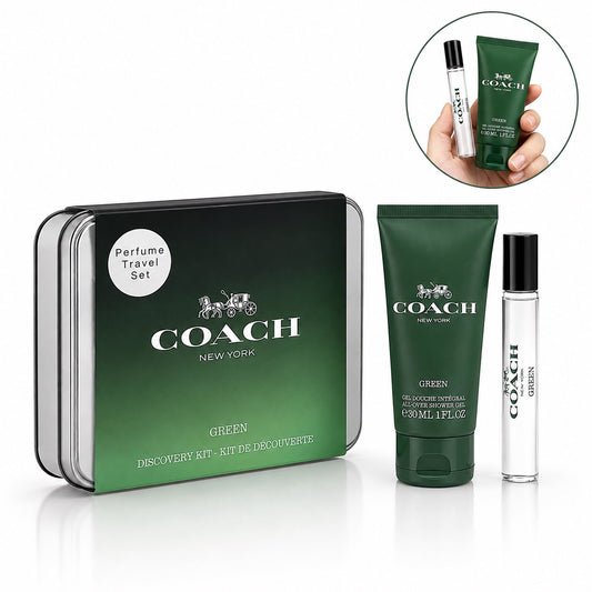 Coach Green Mini Gift Set for Men – EDT Travel Spray (7.5 ml) & Shower Gel (30 ml)