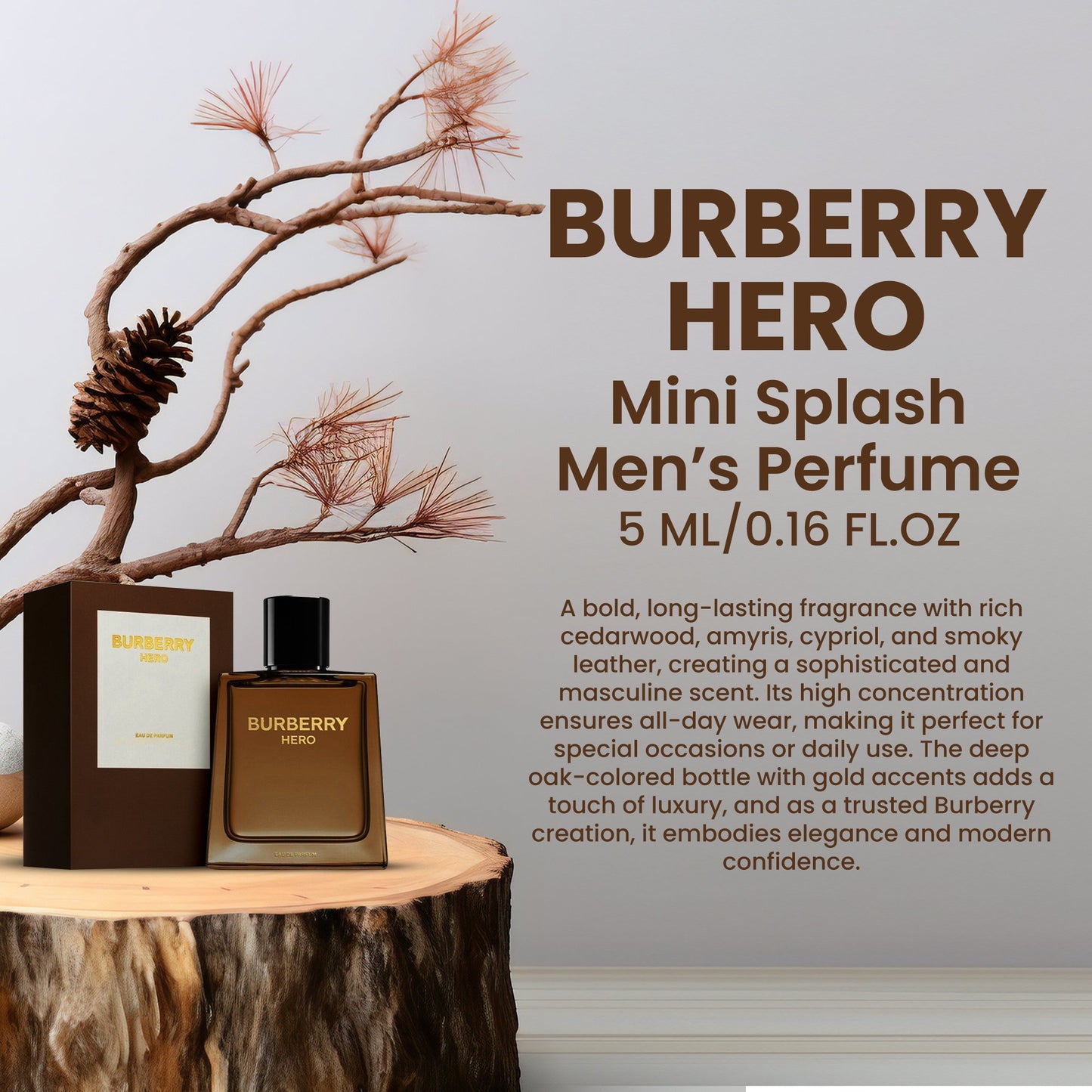 Burberry Hero EDP Mini Splash Perfume for Men 0.16 FL OZ / 5 ML