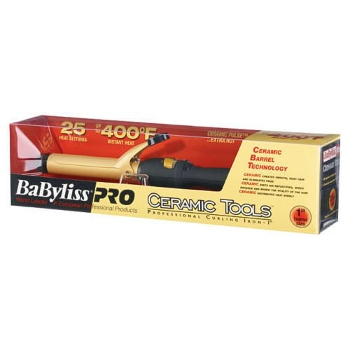 BaByliss PRO Ceramic Tools 1" Spring Curling Iron Black CT100S Dual Voltage
