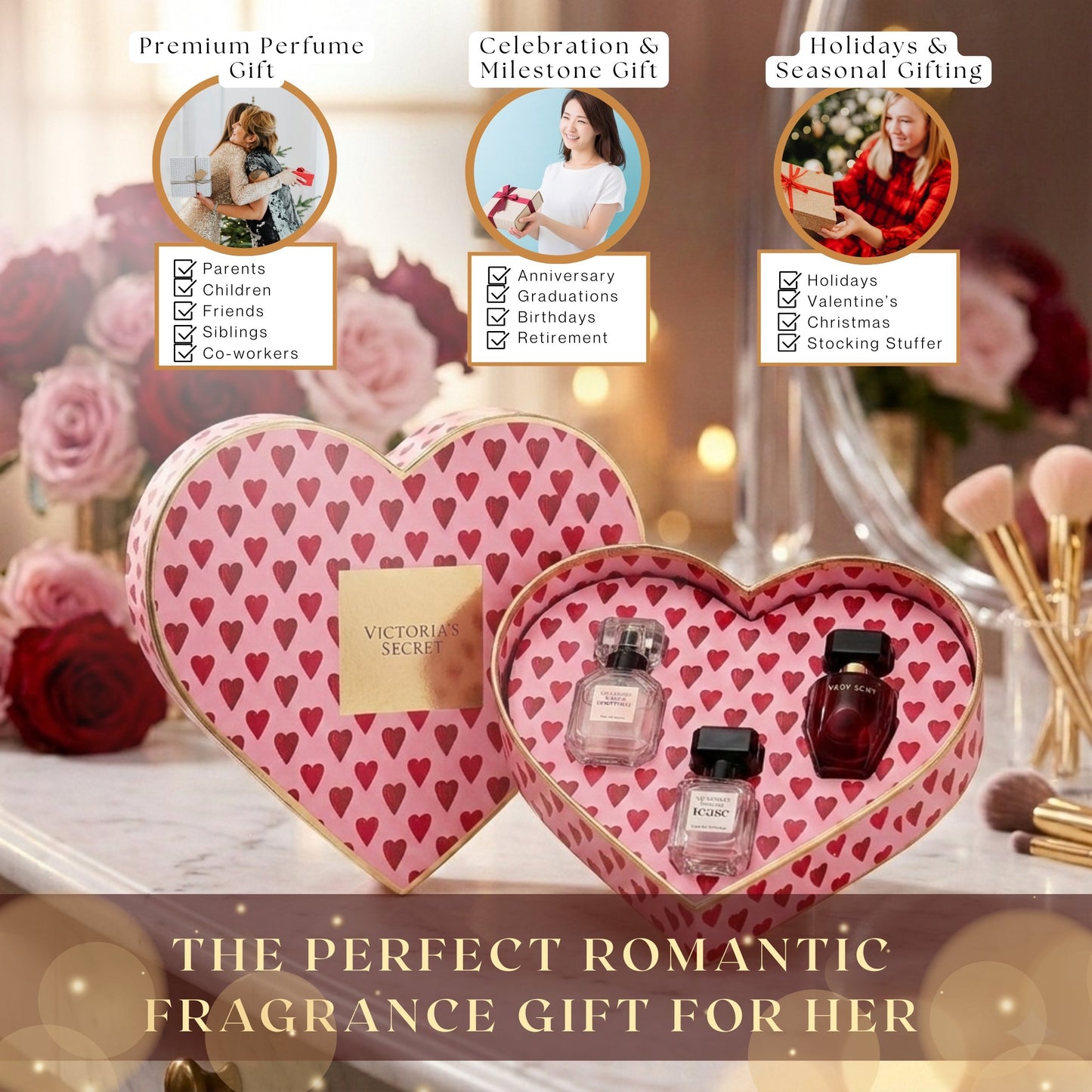 Victoria’s Secret Mini Perfume Gift Set for Women (3 Piece) – Travel Size Fragrance Collection 0.25 oz Each