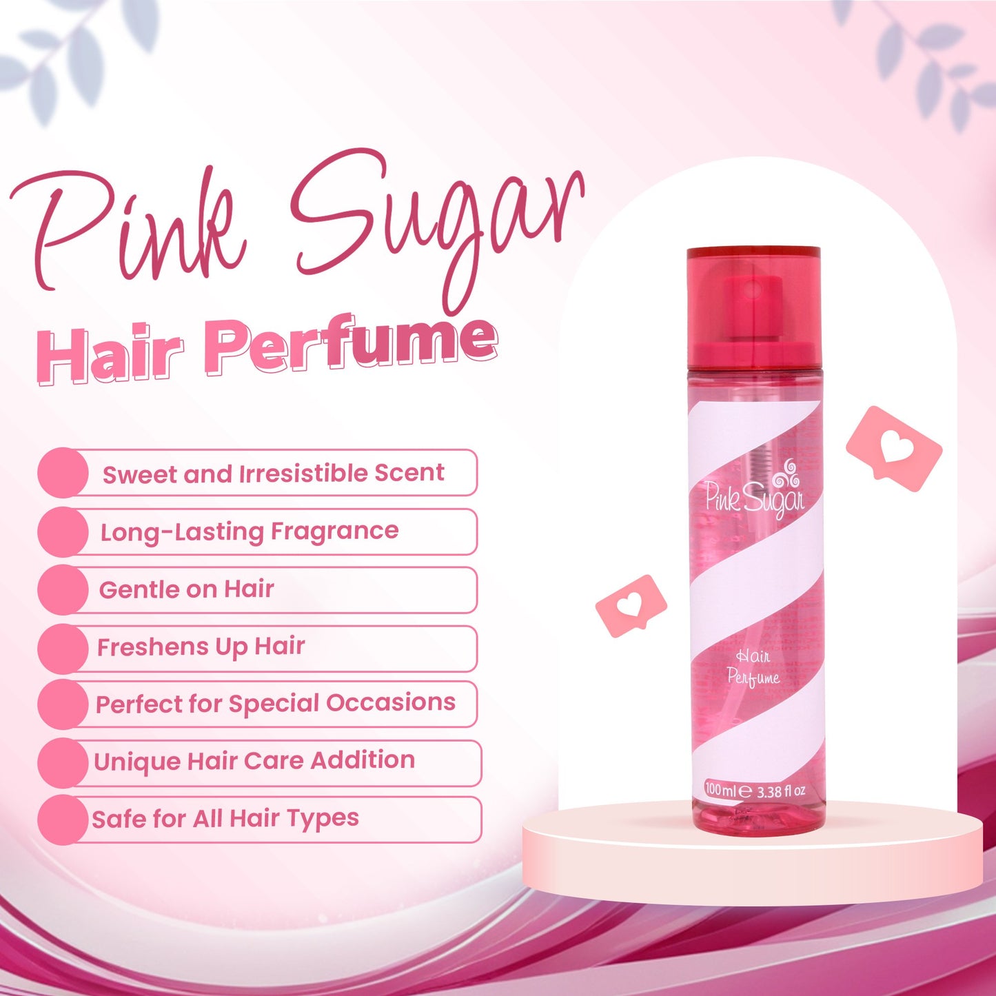Aquolina Pink Sugar Hair Perfume, 3.38oz