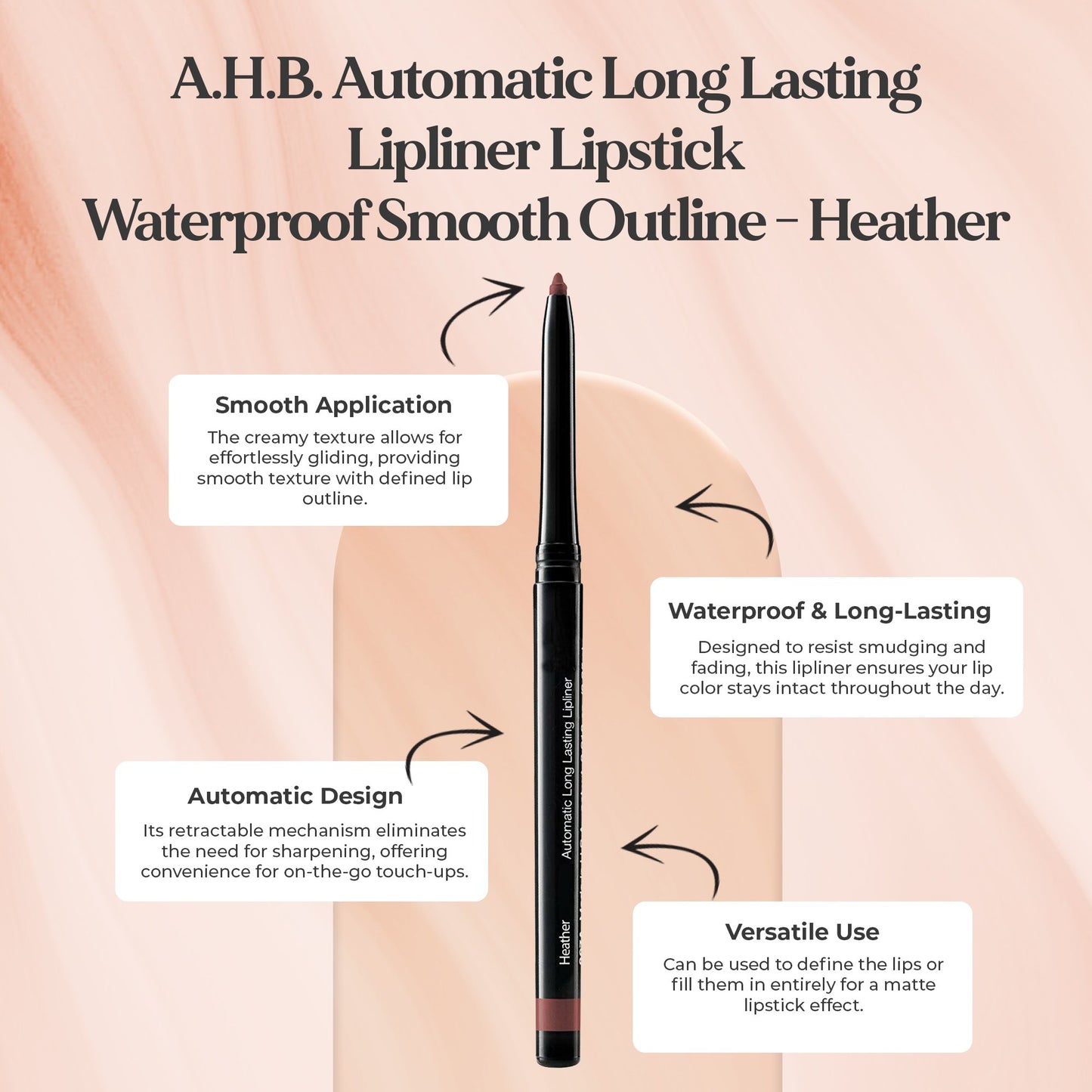 Automatic Long-Lasting Waterproof Lip Liner – Heather | Twist-Up Precision Lipliner