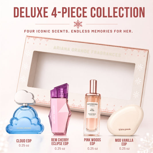 Ariana Grande Perfume Gift Set for Women 4 Piece Mini EDP 0.25 oz, Cloud, Pink Woods, Mod Vanilla