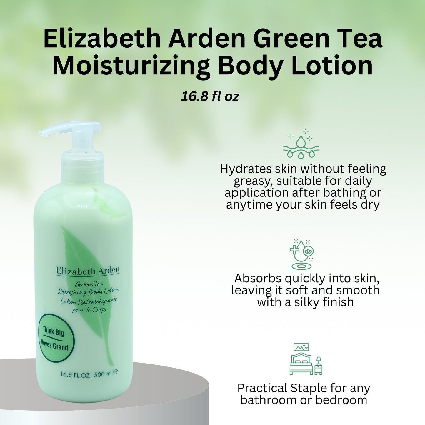 Elizabeth Arden Green Tea Body Lotion – Scented Moisturizing Lotion (16.9 oz)