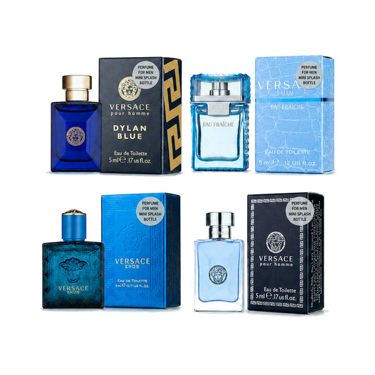 Versace Cologne for Men Variety 4 Piece Mini EDT Travel Splash 0.17 Ounce