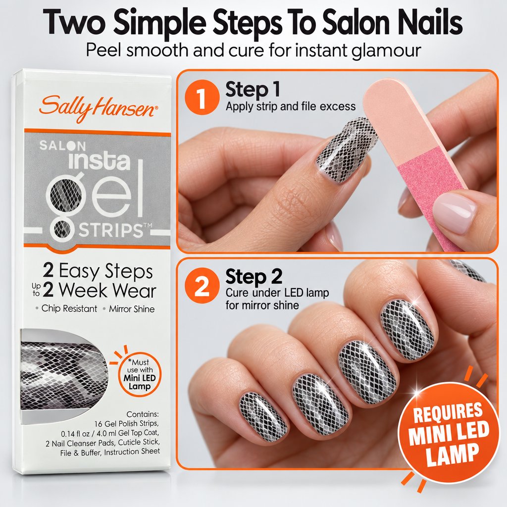 Sally Hansen Salon Insta Gel Strips, Perfect Poison, 16 gel strips 2 pack