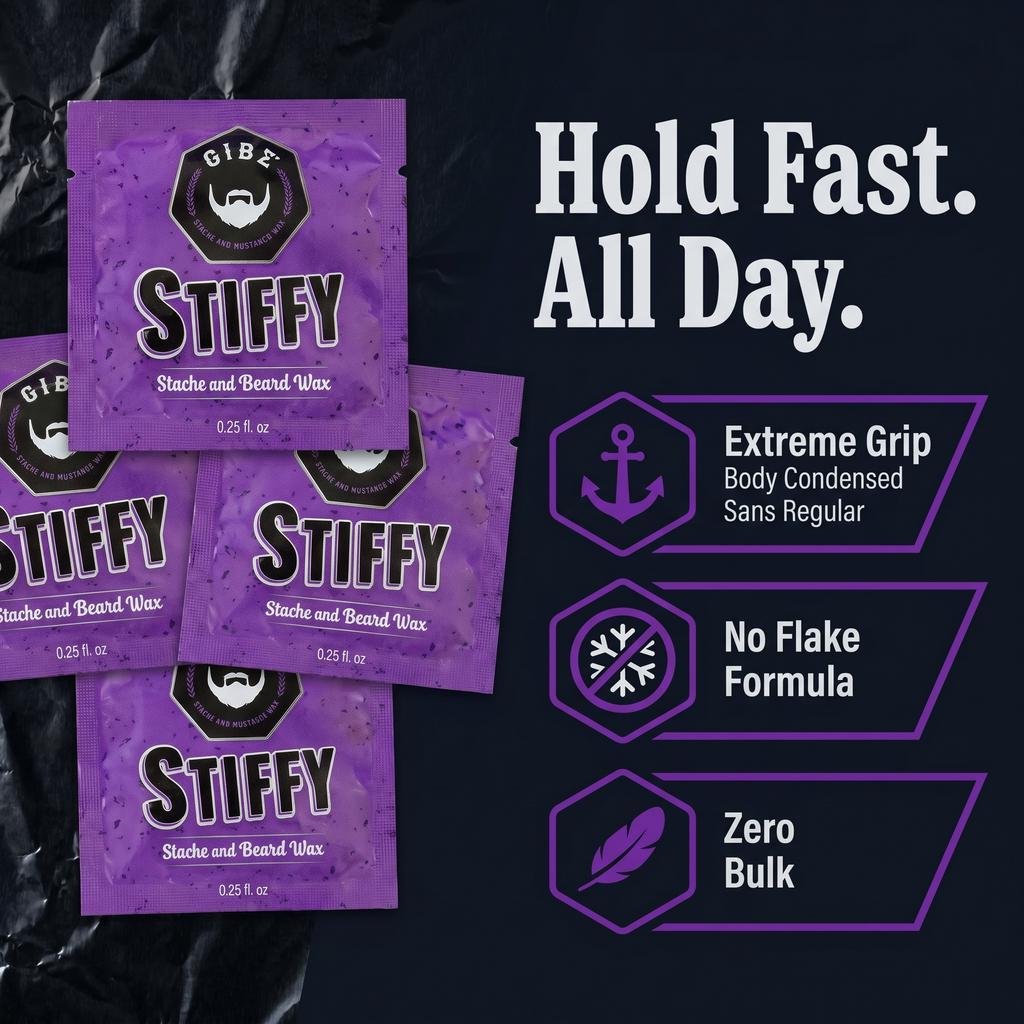 Gibs Stiffy Stache & Mohawk Glue Travel Packets 4 Pack 0.125 oz each