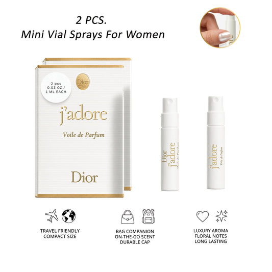 2 Christian Dior J'adore Voile De Parfum Spray Sample Vial .03 Oz/1 Ml Each