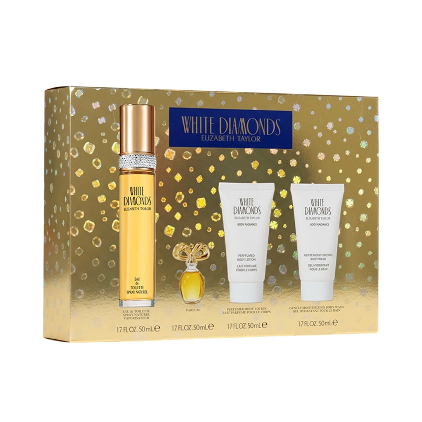 Elizabeth Taylor White Diamonds Perfume for Women Gift Set
Body Wash, Lotion, Perfume 1.7 oz. & 0.12 oz.