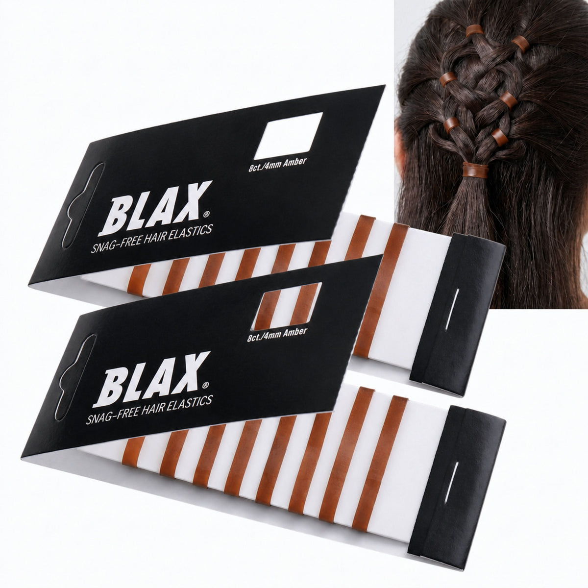 BROWN Hair Elastics 4mm, 8 count (2-pack)