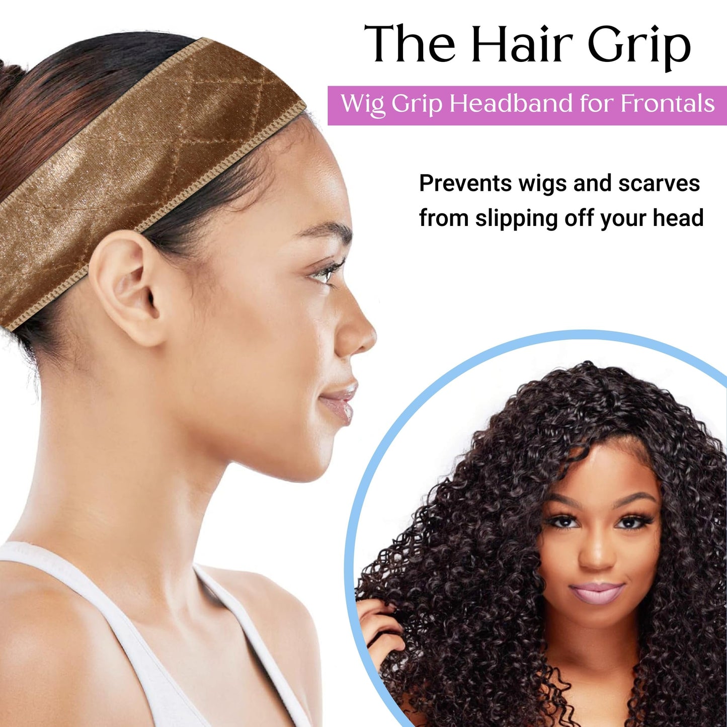 Wig Headband For Synthetic Hair, Wigs Hair Accessory by The Hair Grip - Grey
