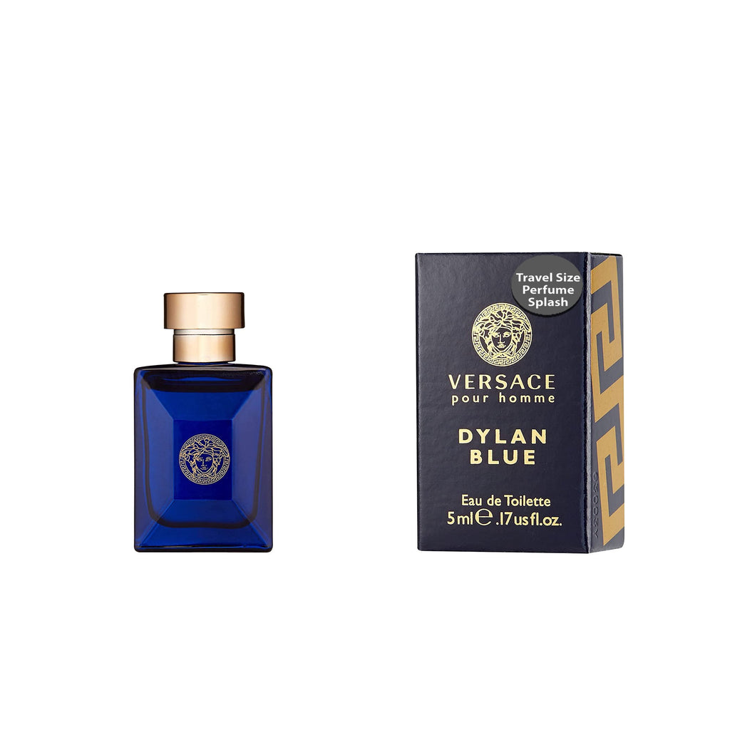 Versace Dylan Blue Pour Homme Mini EDT Splash 0.17 oz – Travel Size Men’s Cologne, Aromatic Fougere Fragrance