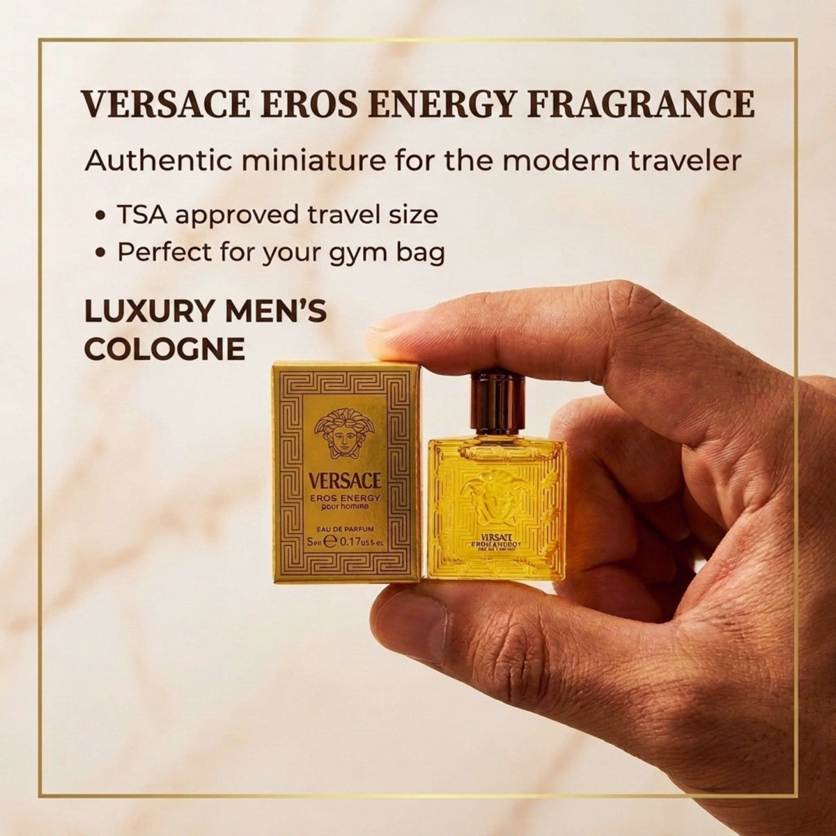 Versace Eros Energy Cologne for Men Mini EDP Splash 0.17 Fl Oz