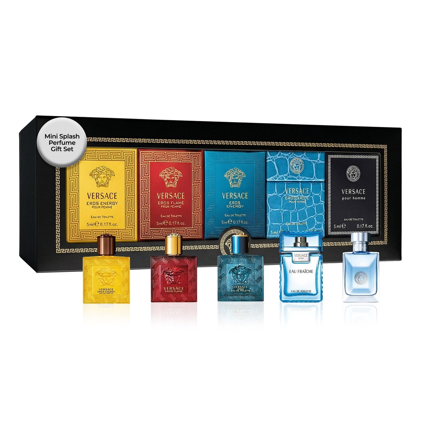 Versace Perfume for Men Gift Set – Mini Variety Cologne Splashes, 5 Piece, 0.17 oz Each