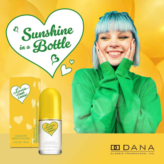 Dana Love’s Fresh Lemon Cologne Mist for Women – Refreshing Citrus Body Mist (1.5 oz)