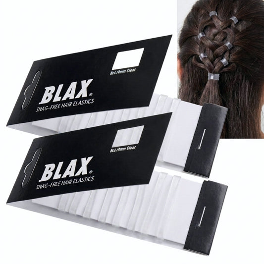 BLAX Clear Hair Elastics – Snag-Free Transparent Ties (4 mm, 8 Count – 2 Pack)