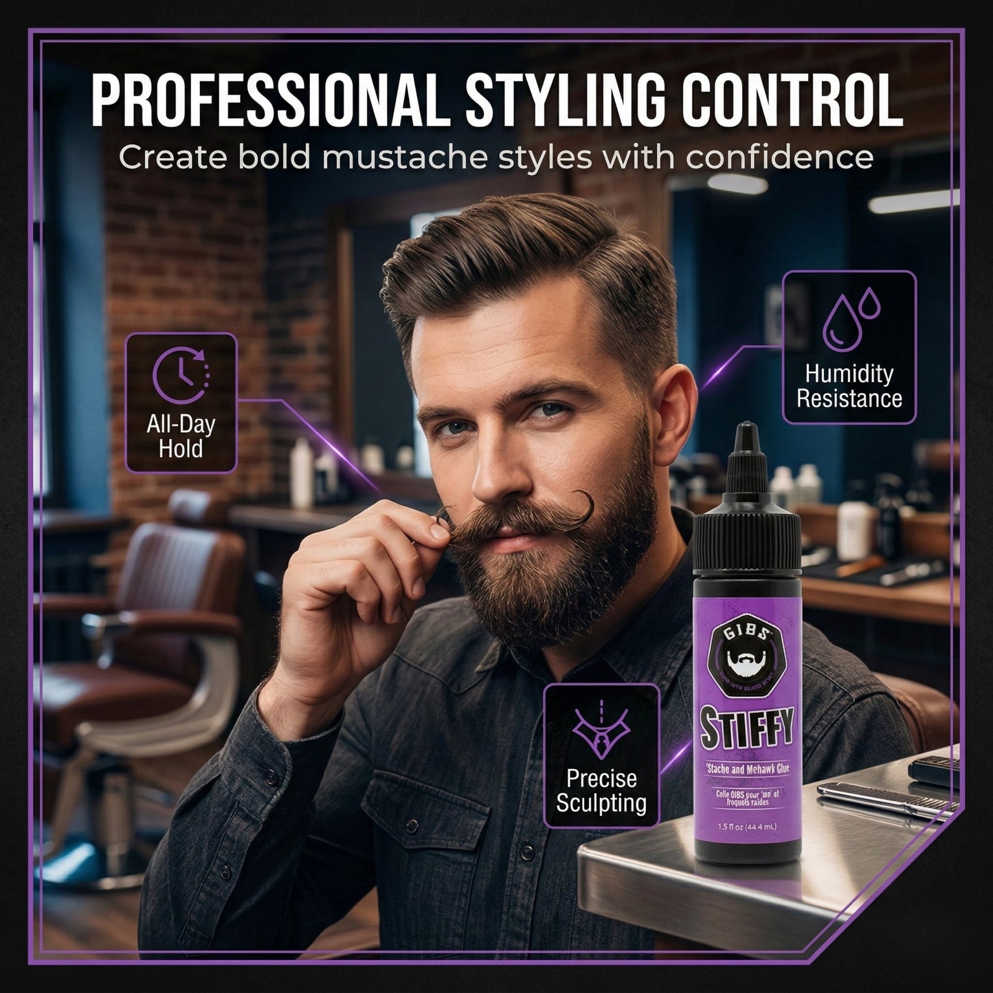 Gibs Stiffy Stache and Mohawk Glue, 1.5 Ounce