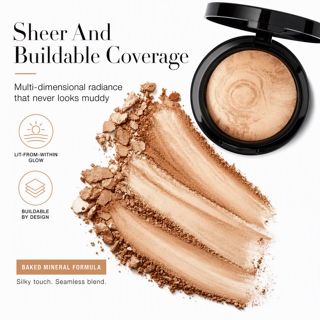 Baked Sheer Marbleized Finishing Powder – Face Bronzer & Highlighter, 0.37 oz