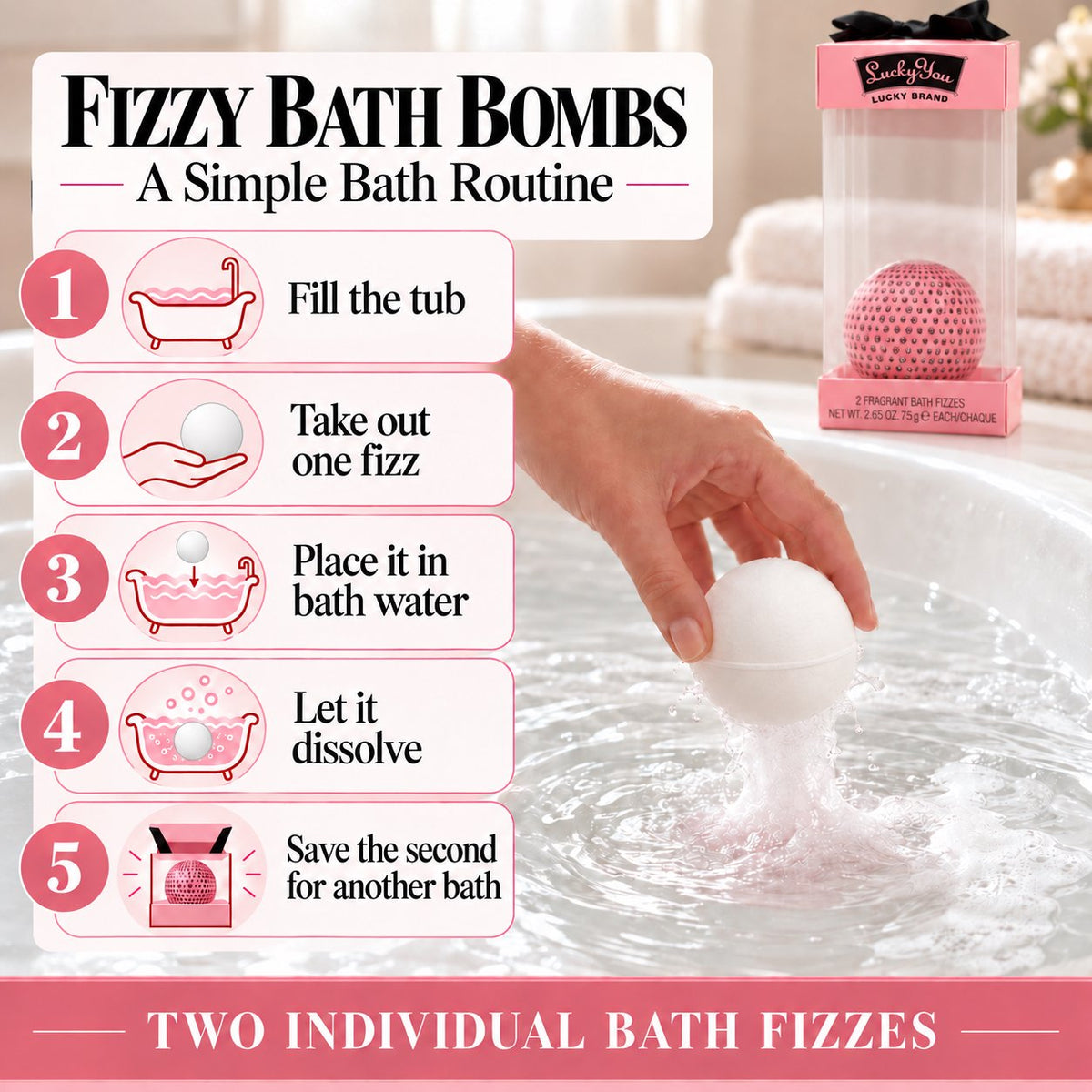 Lucky Brand Lucky You For Women 2 Piece Fragrance Bath Bombs