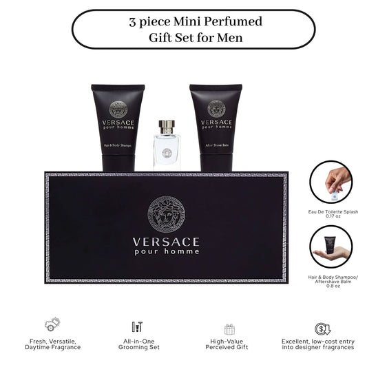 Versace Pour Homme for Men, 3 Piece Mini Gift Set