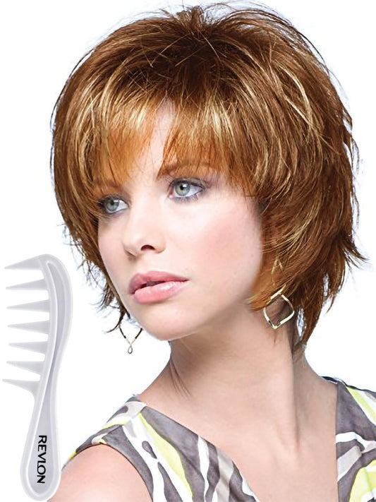 Noriko Sky Synthetic Wig by Rene of Paris and Wig Lift Comb - Copper Glaze-R - Bundle 2 Items