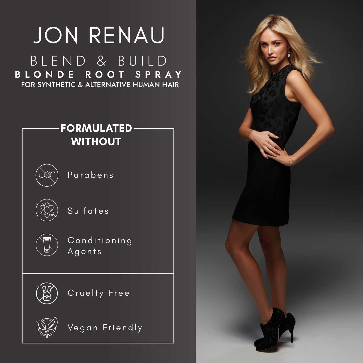 Jon Renau Blend and Build Root Touch Up - Root Spray for Human Hair, Wigs and Toppers - Blonde - 2.5 fl. oz. Also for Synthetic Wig and Extensions