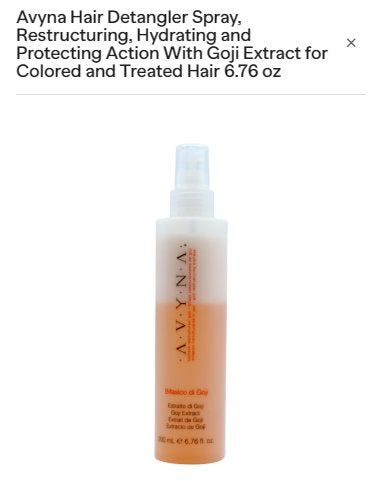 Avyna Hair Detangler Spray, Restructuring, Hydrating and Protecting Action With Goji Extract for Colored and Treated Hair 6.76 oz