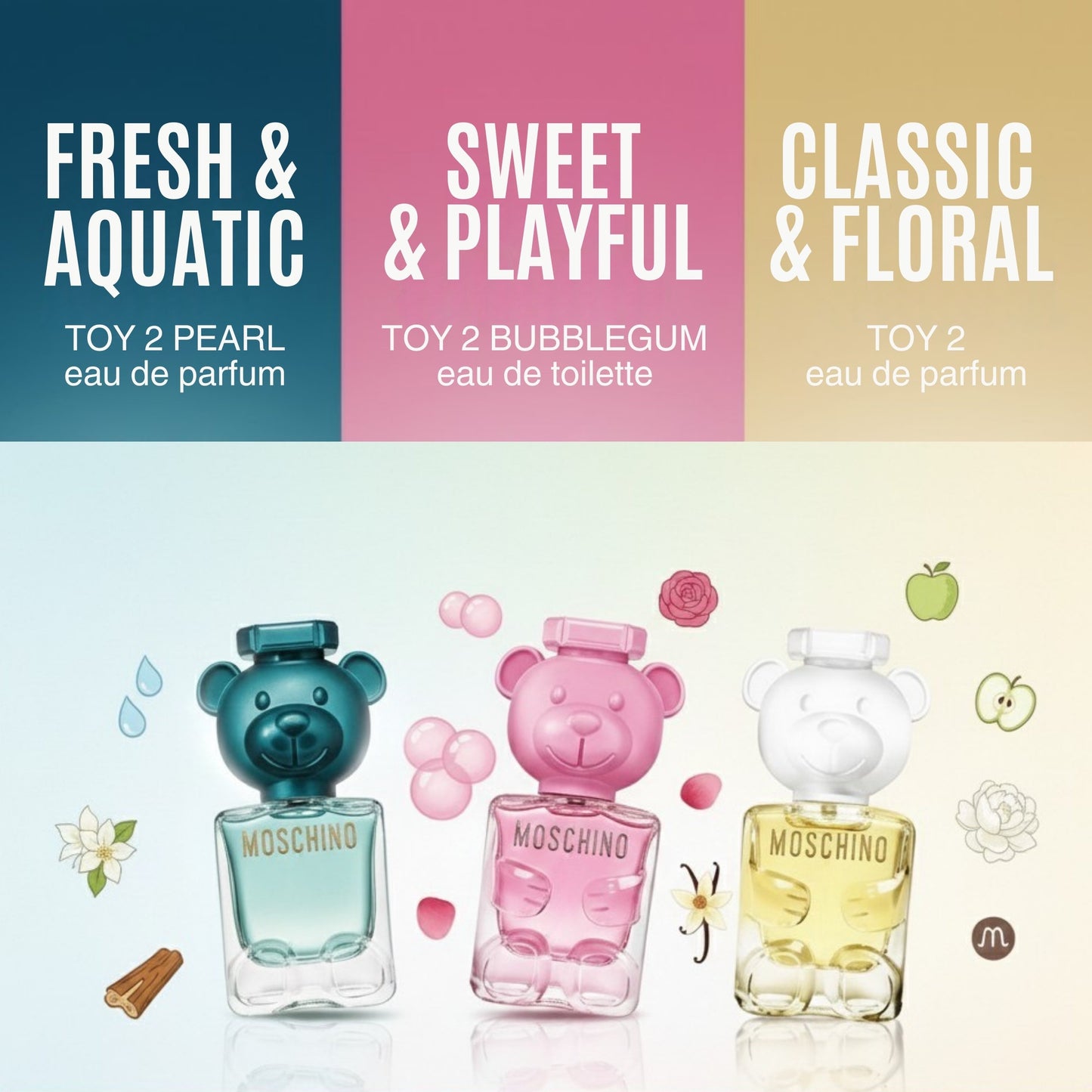 Moschino Toy 2 Trio Mini Fragrance Set - 3 x 5ml (Toy 2, Bubble Gum, Pearl)