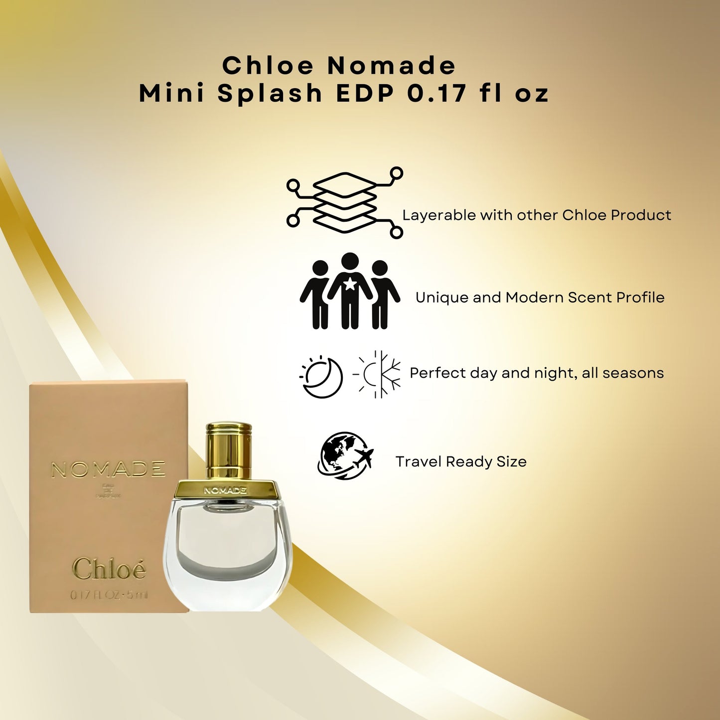 Chloé Nomade Eau de Parfum Mini for Women – Travel Size Splash 0.17 oz (5 ml)