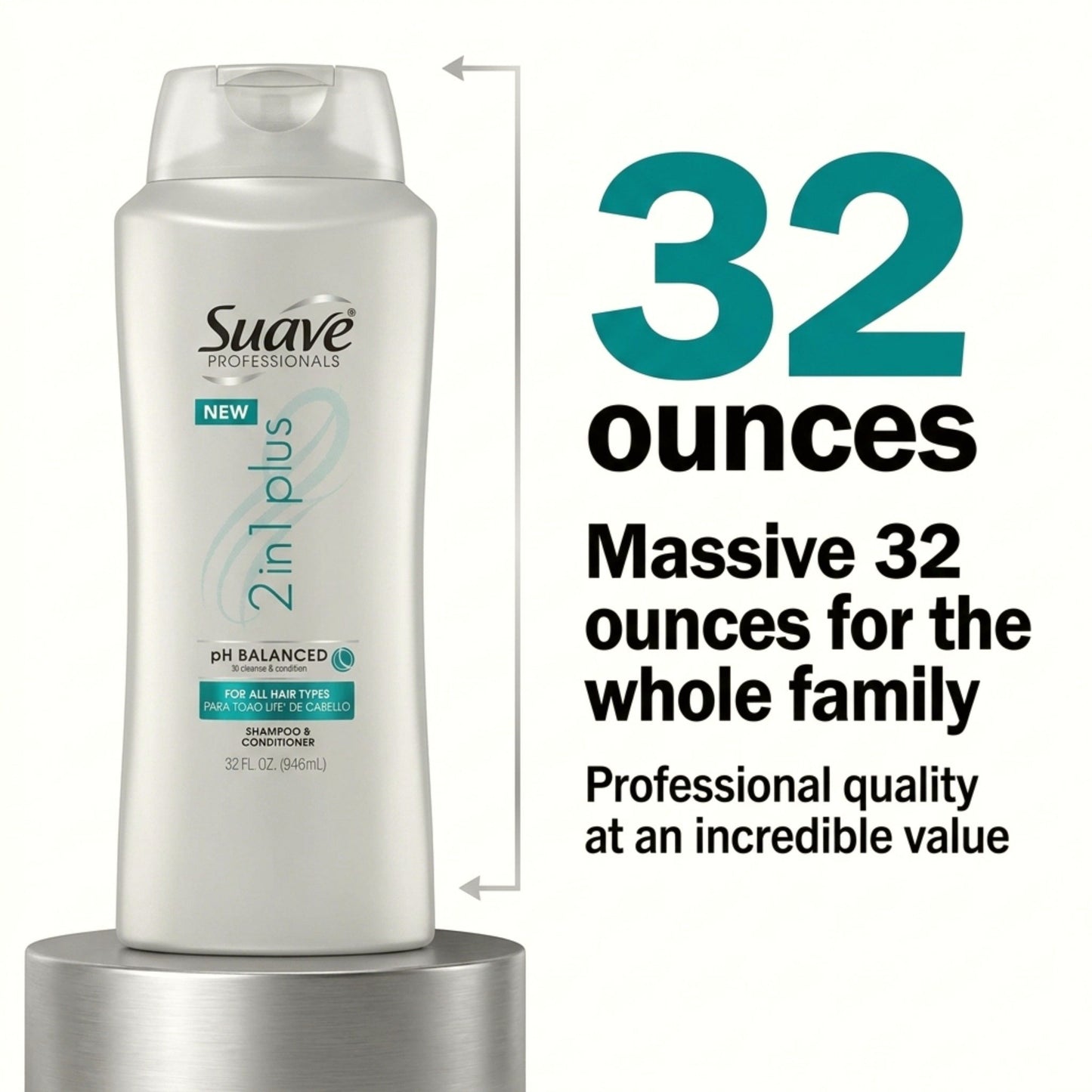 Suave Professionals Daily 2 in 1 Shampoo & Conditioner , 32 oz